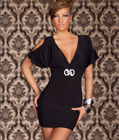 Deep-V Dress With Cut Out Sleeves